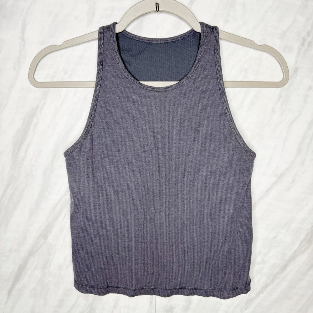 Vuori Gray Fitted Crop Tank Top